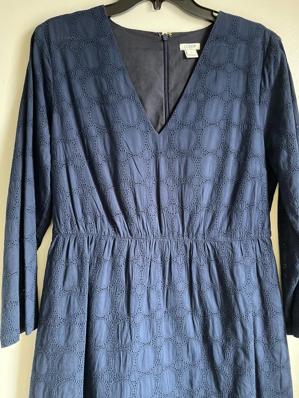 J CREW  Navy V-Neck Lace Fit-and-Flare Dress